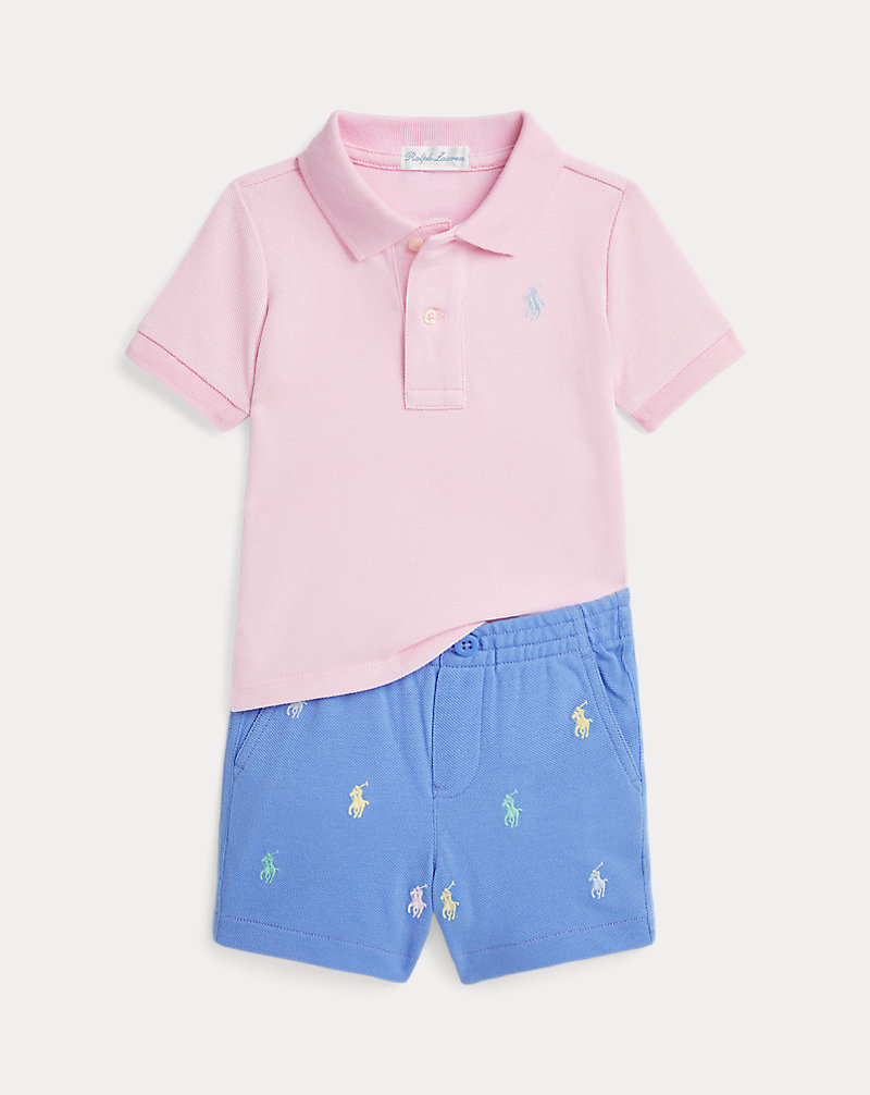 Mesh Polo Shirt and Short Set Baby Boy 1