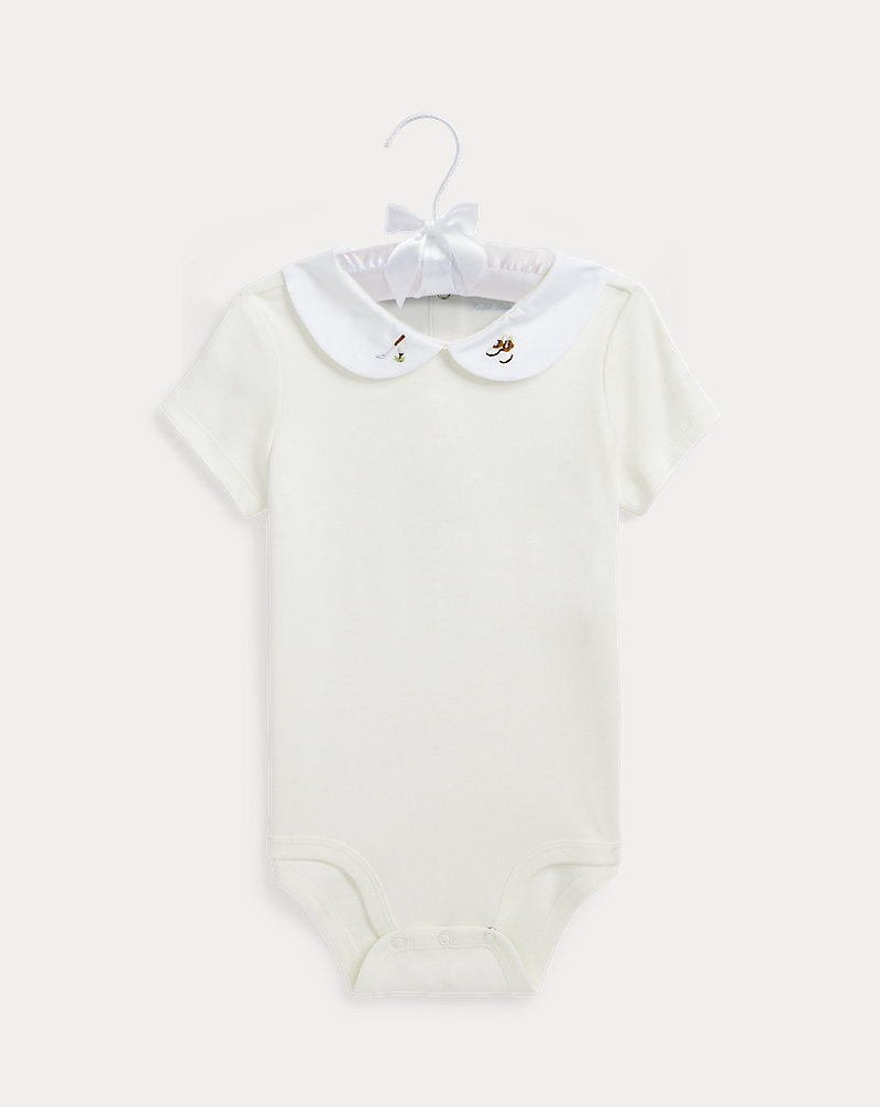 Bird-Embroidered Cotton Bodysuit Baby Boy 1