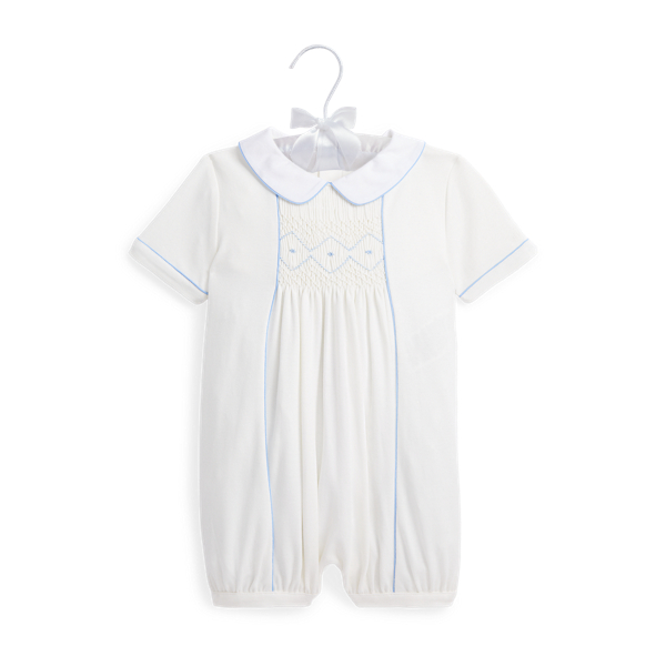 Hand-Smocked Organic Cotton Shortall