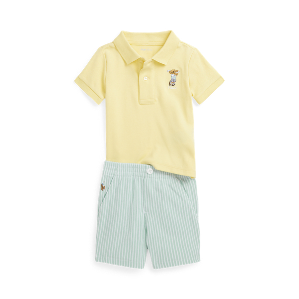 Polo Bear Cotton Polo Shirt &amp; Short Set Baby Boy 1