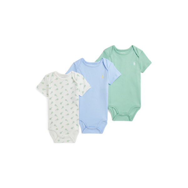 Tennis-Print Cotton Bodysuit 3-Pack