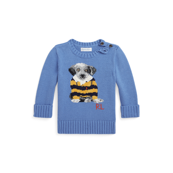 Dog-Intarsia Cotton Sweater