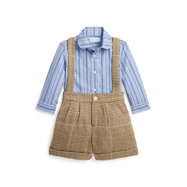 Camisa em algodão e macacão em tweed Bebé (menino) 1