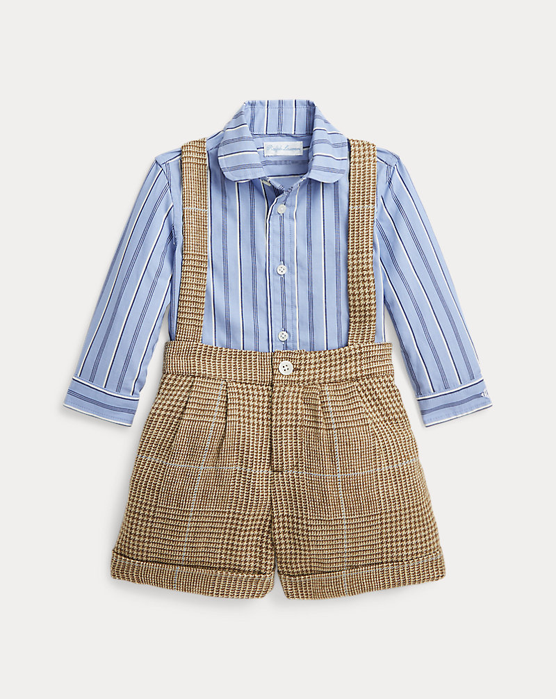 Cotton Shirt & Tweed Overall Set Baby Boy 1
