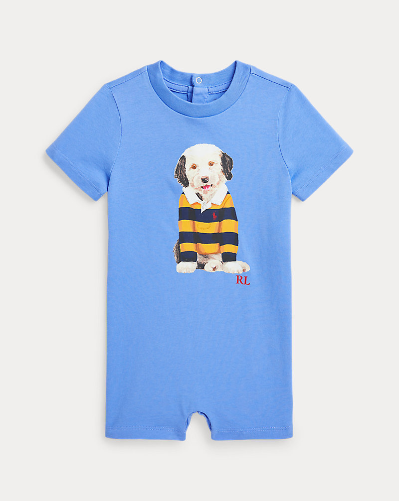 Dog-Print Cotton Jersey Shortall Baby Boy 1