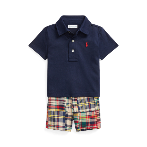 Jersey Polo Shirt & Madras Short Set Baby Boy 1