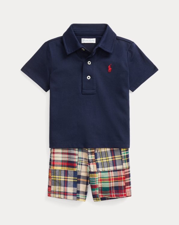 Jersey Polo Shirt &amp; Madras Short Set