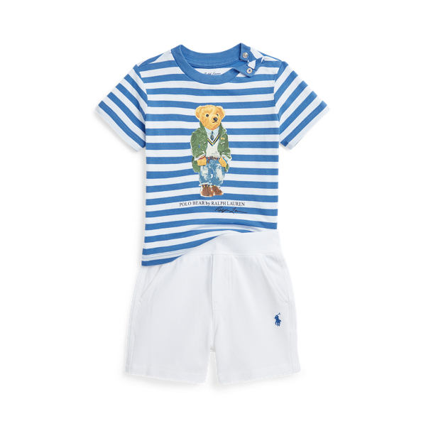 Katoenen Polo Bear T-shirt en mesh short