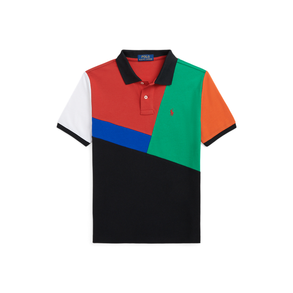 Colour-Blocked Cotton Mesh Polo Shirt