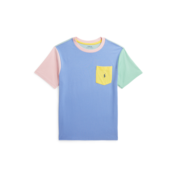 T-shirt com bolso e blocos de cores