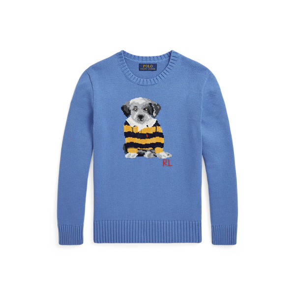 Dog-Intarsia Cotton Sweater