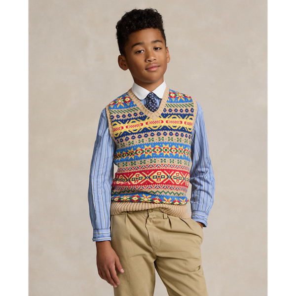 Fair Isle Cotton Sleeveless Jumper BOYS 6–14 YEARS 1