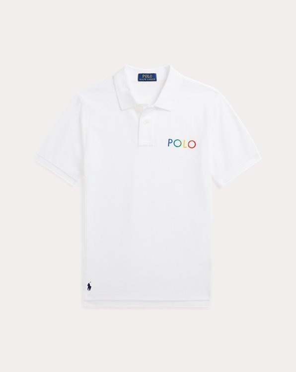 Katoenen mesh Polo-shirt met ombre logo