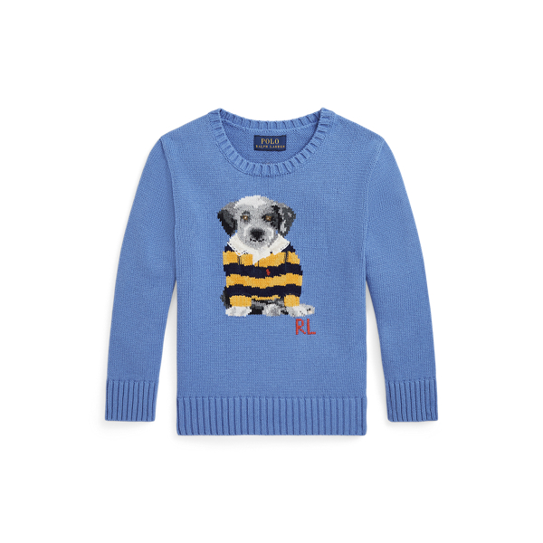 Dog-Intarsia Cotton Sweater