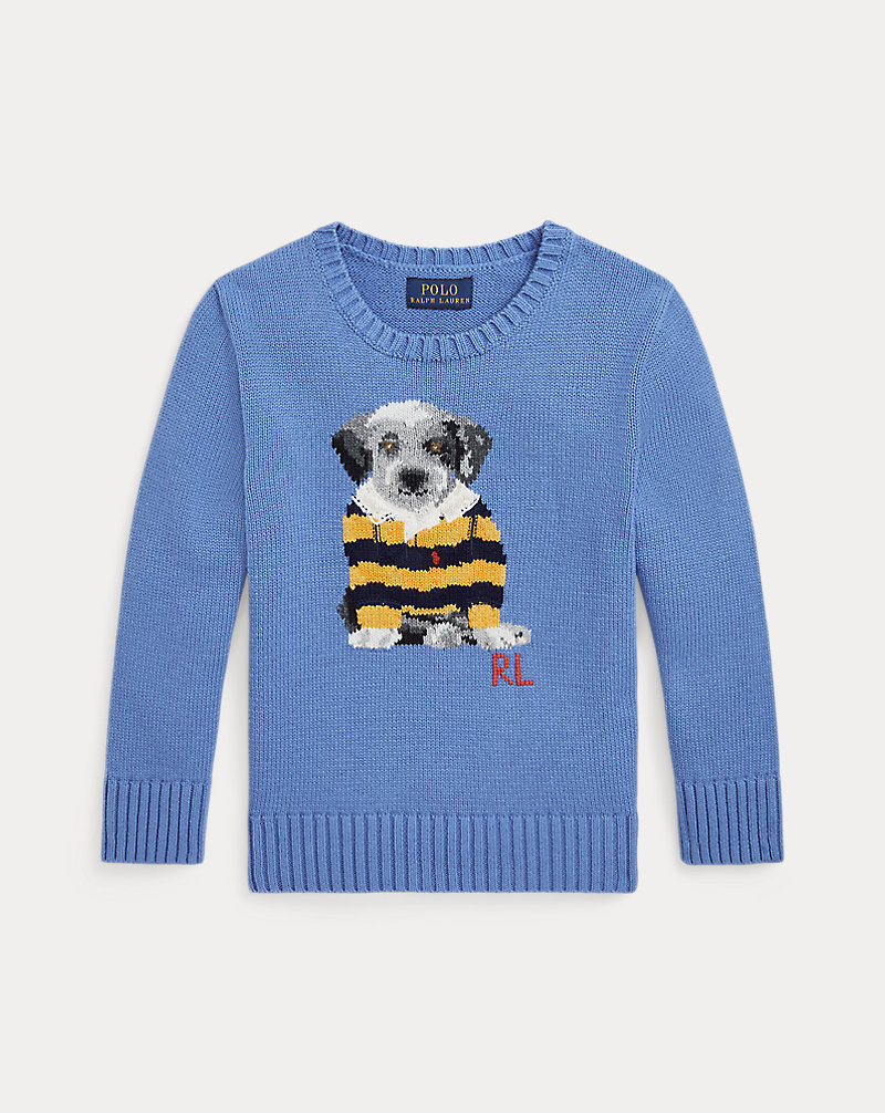 Dog-Intarsia Cotton Sweater Boys 2-7 1