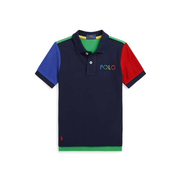 Color-Blocked Ombre-Logo Mesh Polo Shirt