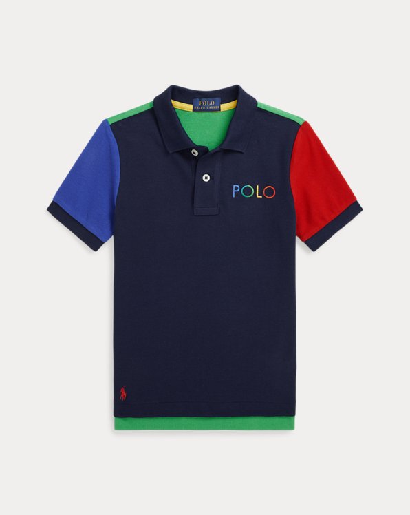 Color-Blocked Ombré-Logo Mesh Polo Shirt