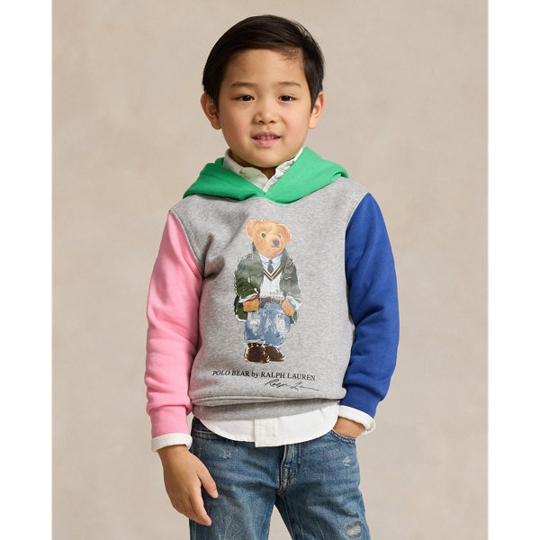 Fleece Polo Bear hoodie met kleurblokken