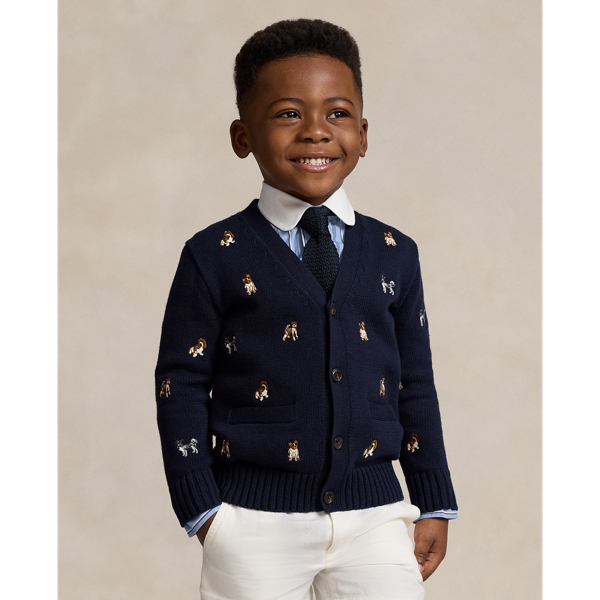 Dog-Embroidered Cotton Cardigan BOYS 1.5–6 YEARS 1