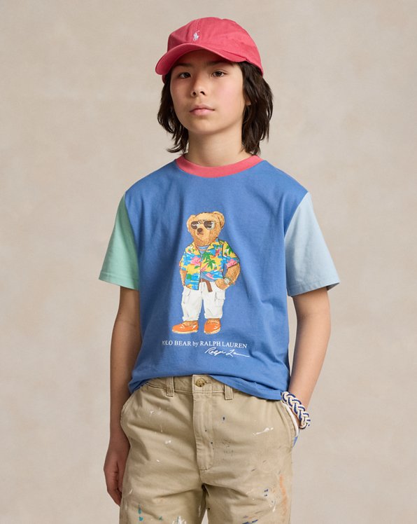Color-Block-T-Shirt mit Polo Bear