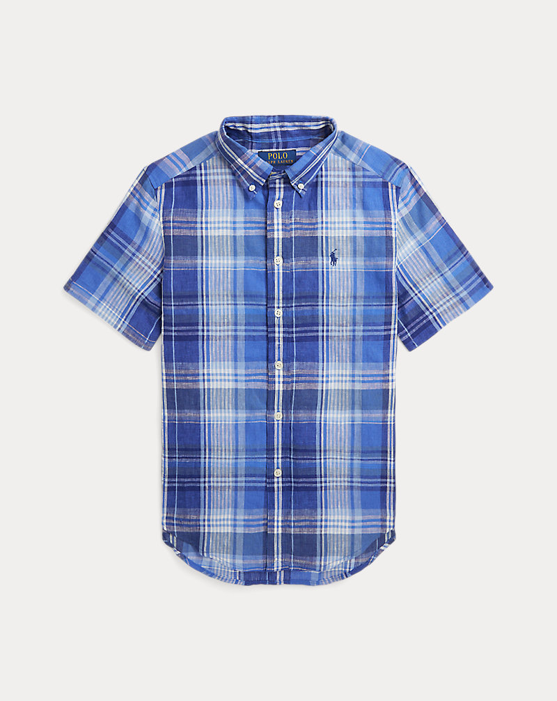 Plaid Linen Short-Sleeve Shirt Boys 8-18 1
