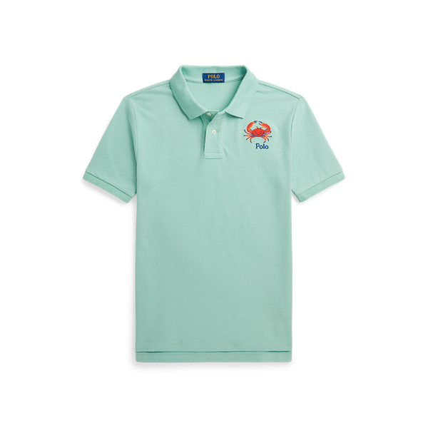Crab-Embroidered Cotton Mesh Polo Shirt BOYS 6–14 YEARS 1