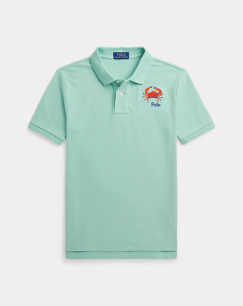 Crab-Embroidered Cotton Mesh Polo Shirt BOYS 6–14 YEARS 1