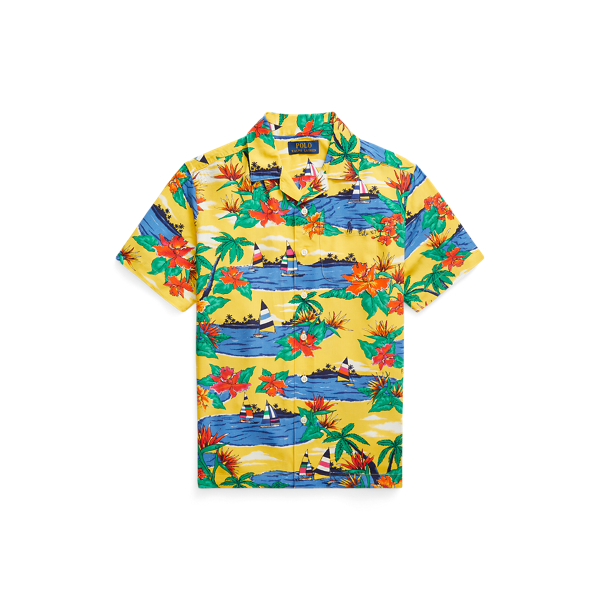 Chemise safari à motif tropical