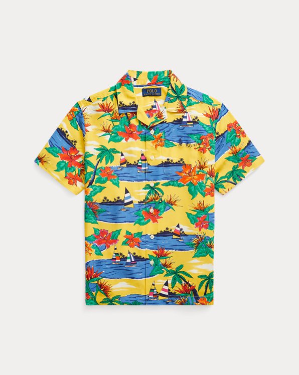 Tropical-Print Camp Shirt