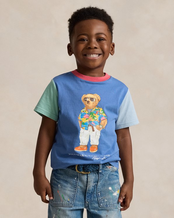 Color-Block-T-Shirt mit Polo Bear