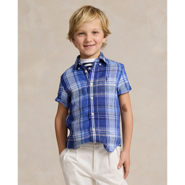 Plaid Linen Short-Sleeve Shirt BOYS 1.5–6 YEARS 1