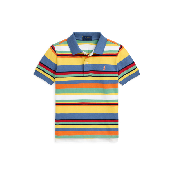 Striped Cotton Mesh Polo Shirt