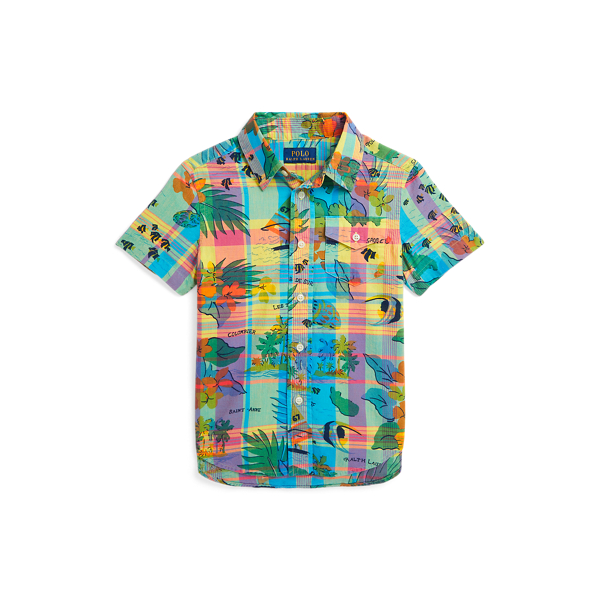 Tropical-Print Cotton Madras Shirt Boys 2-7 1