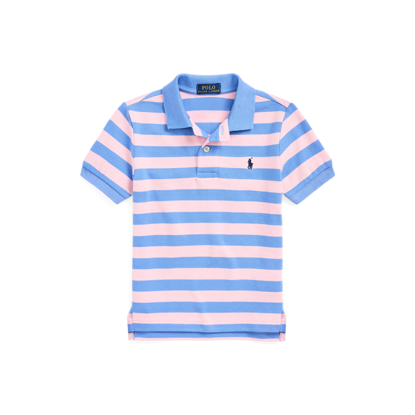 Striped Cotton Mesh Polo Shirt