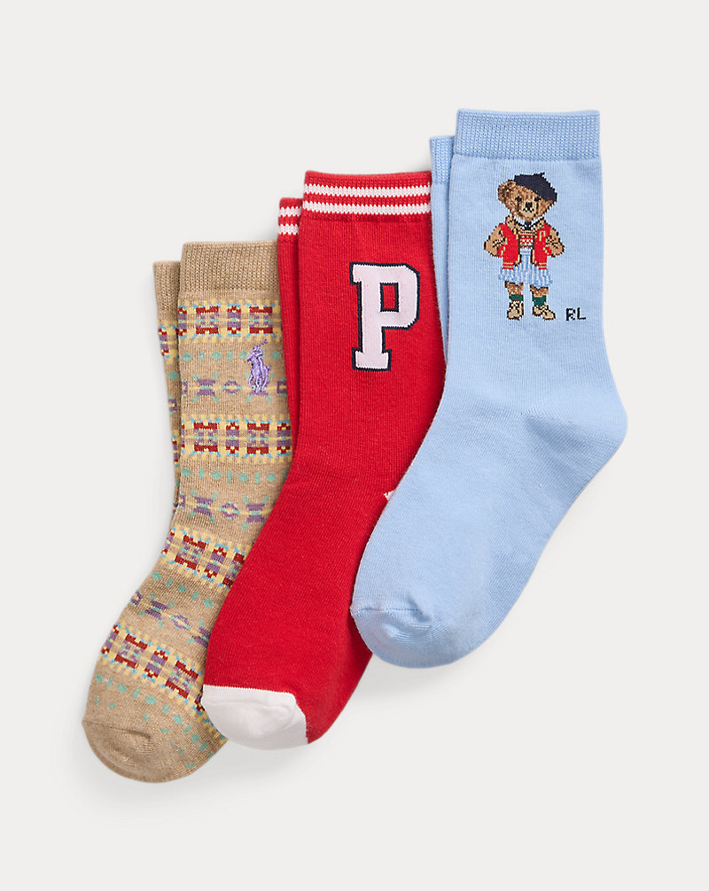 Polo Bear Crew Sock 3-Pack GIRLS 1.5–6.5 YEARS 1