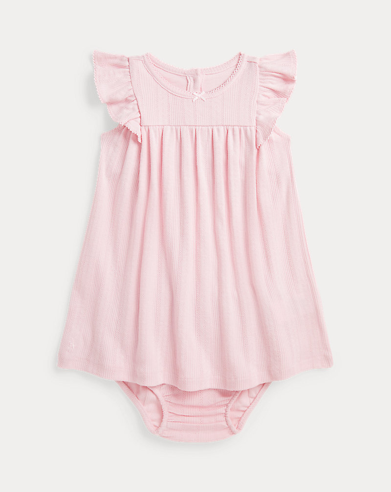 Pointelle-Knit Cotton Dress and Bloomer Baby Girl 1