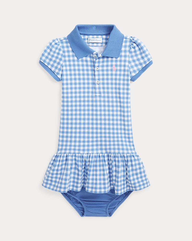 Gingham Stretch Mesh Polo Dress Baby Girl 1