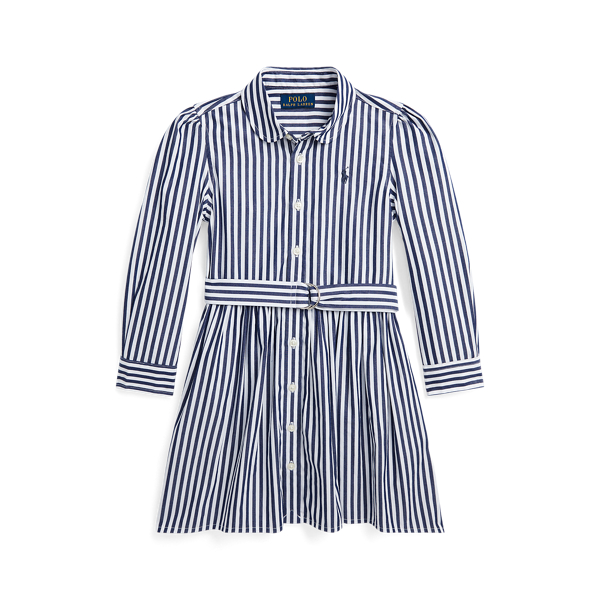 Striped Belted Cotton Poplin Shirtdress Girls 2-6x 1