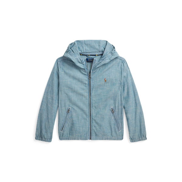 Indigo Chambray Hooded Jacket