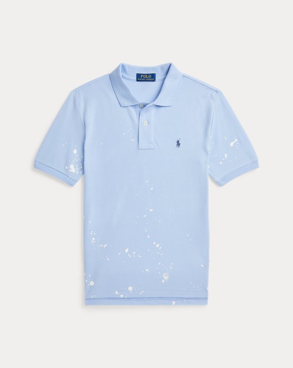 Paint-Splatter Cotton Mesh Polo Shirt