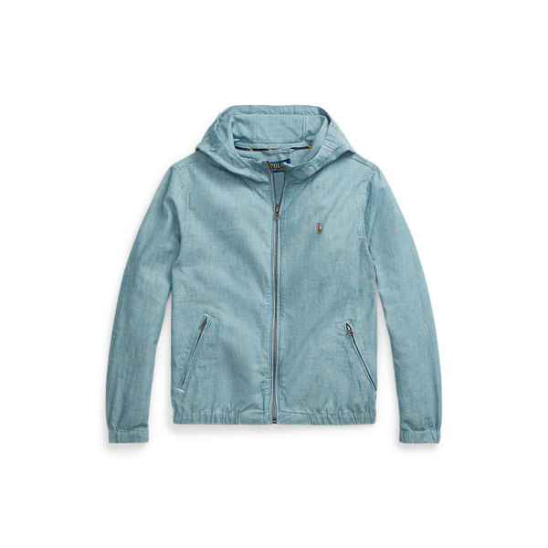 Indigo Chambray Hooded Jacket