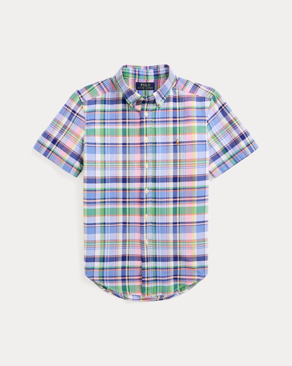 Plaid Cotton Oxford Short-Sleeve Shirt