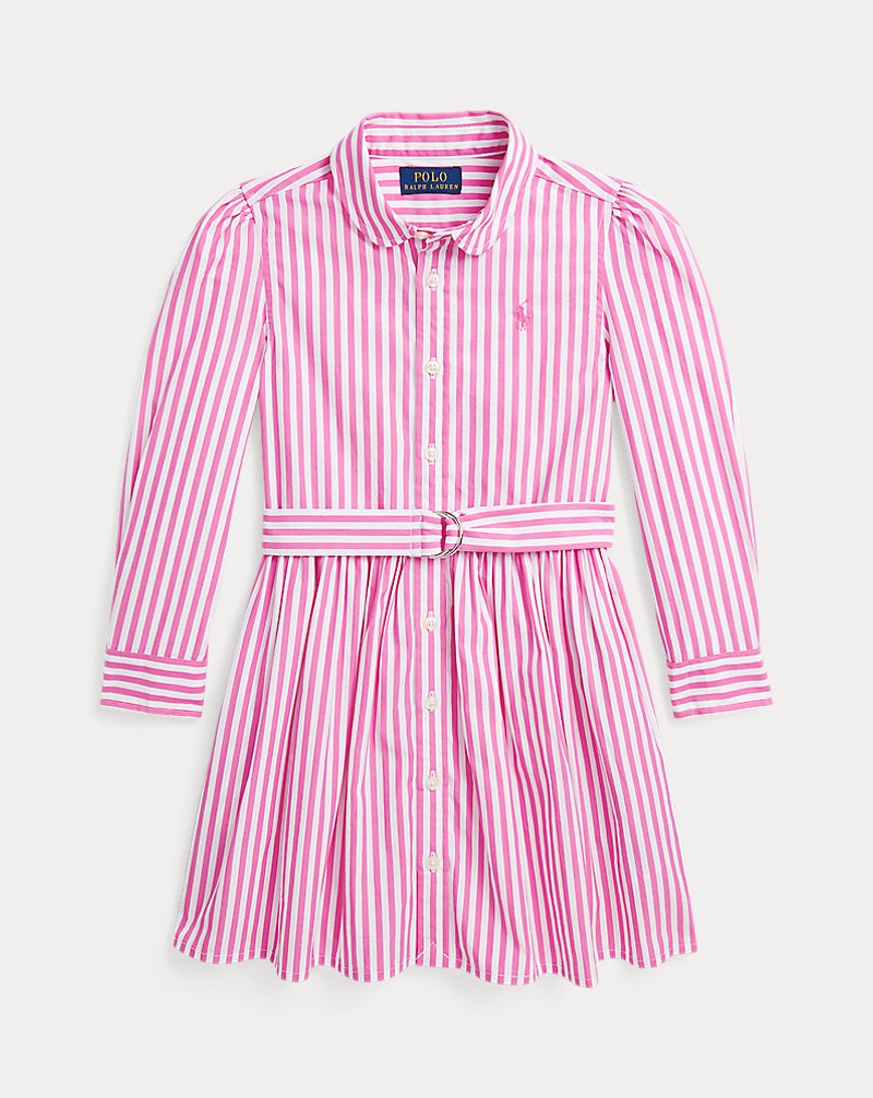 Striped Belted Cotton Poplin Shirtdress Girls 2-6x 1