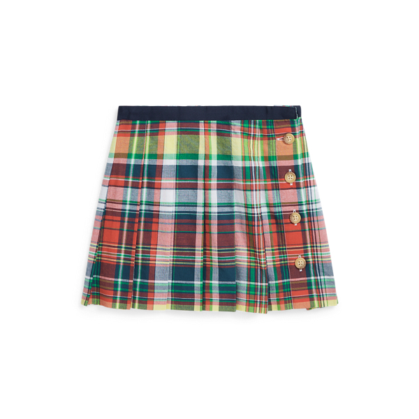 Pleated Cotton Madras Skirt