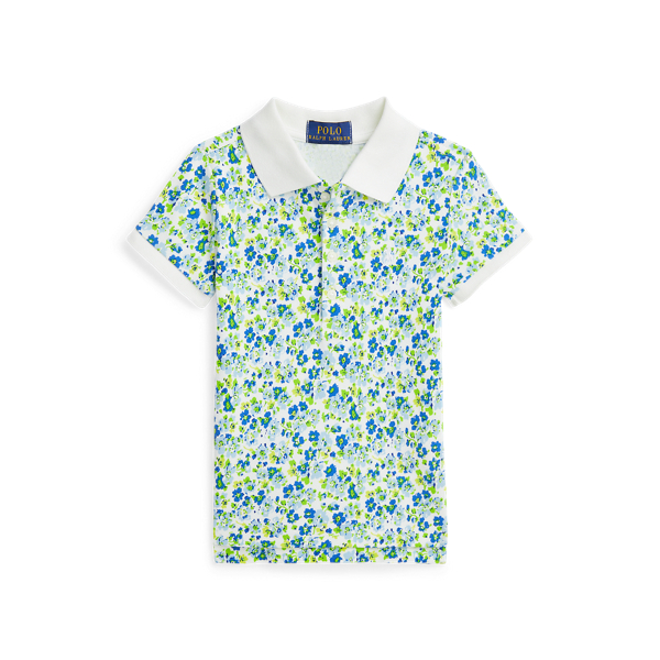 Floral Stretch Mesh Polo Shirt Girls 2-6x 1