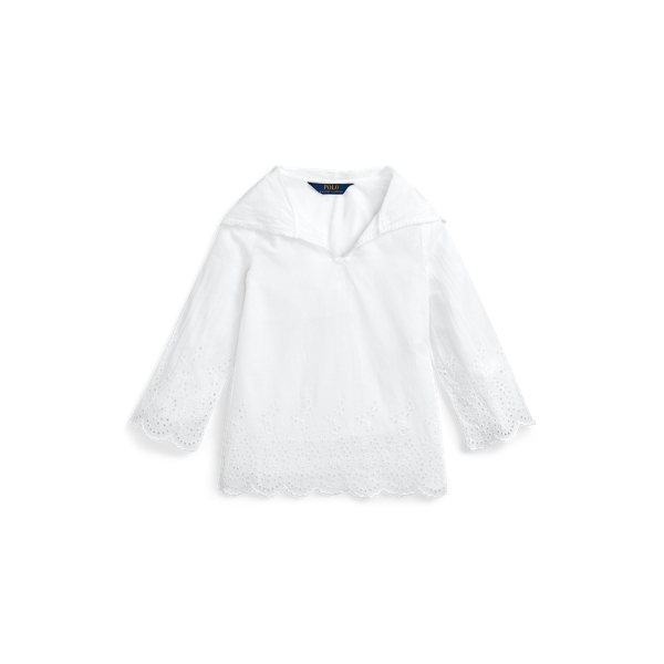 Eyelet-Embroidered Cotton Hooded Top