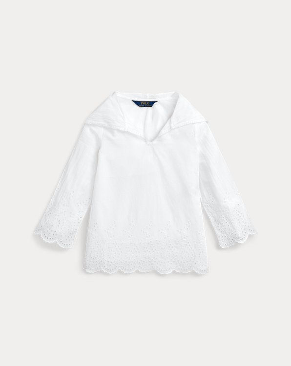 Eyelet-Embroidered Cotton Hooded Top