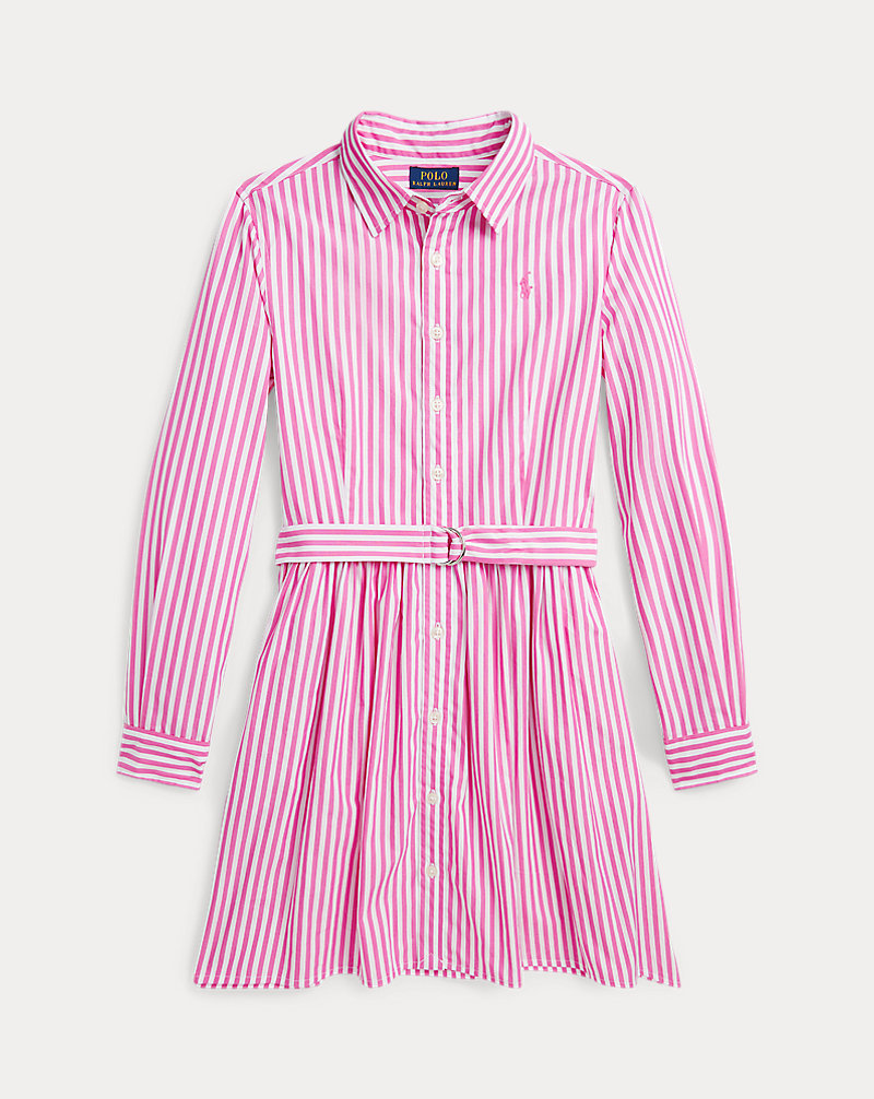 Striped Belted Cotton Poplin Shirtdress Girls 7-16 1