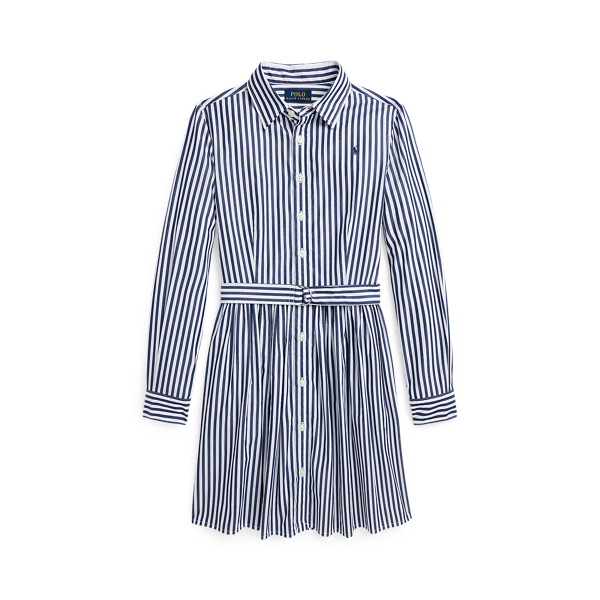 Striped Belted Cotton Poplin Shirtdress