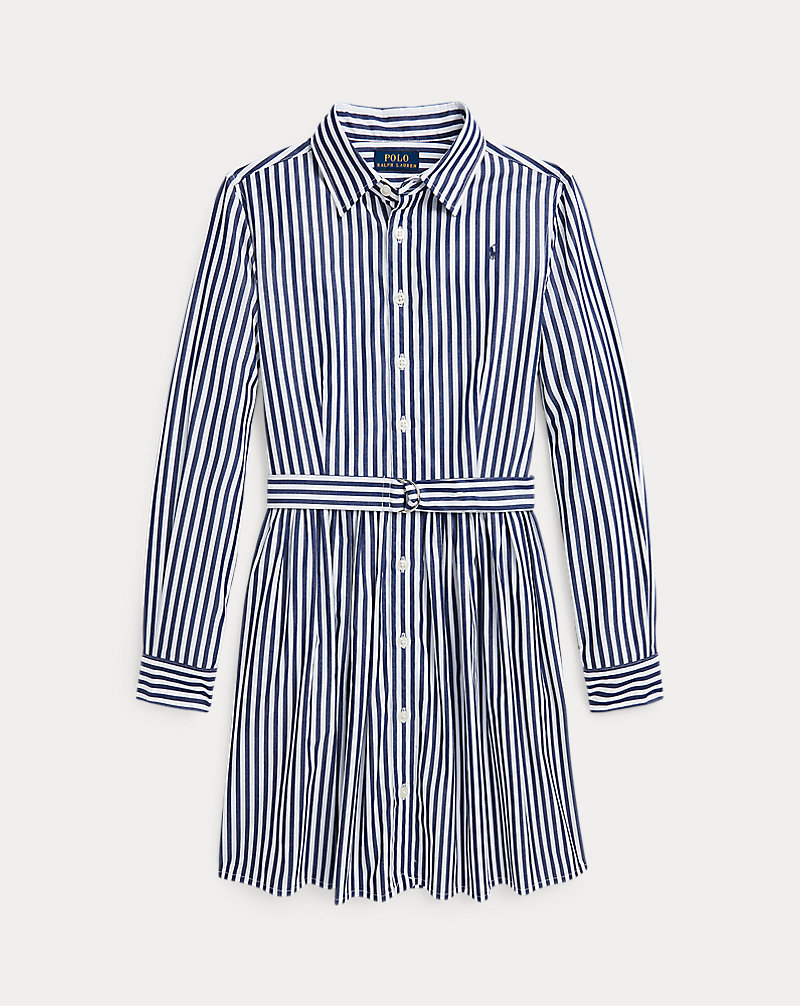 Striped Belted Cotton Poplin Shirtdress Girls 7-16 1